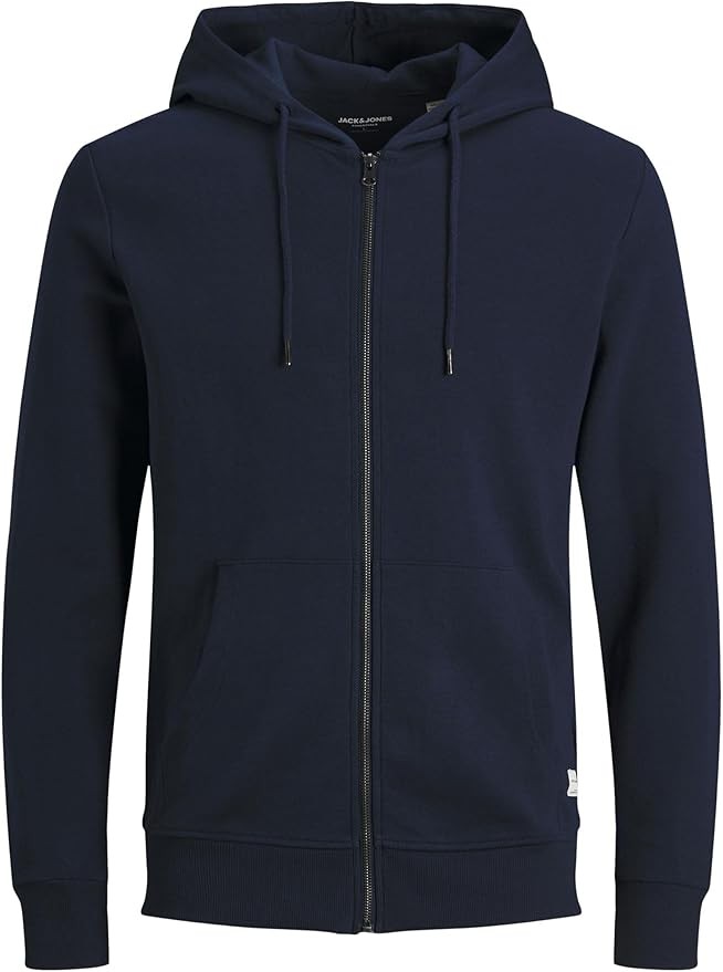 JACK & JONES JJEBASIC Sweat Zip Hoodie Herren, Navy Blazer, Slim Fit, XS EU