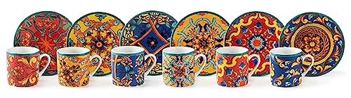 excelsa porzellan set mit 6 kaffeetassen und untertassen trinacria mehrfarbig