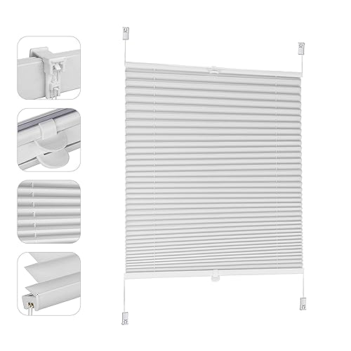 Produktbild: sekey plissee ohne bohren 95 cm breit verdunkelung klemmfix jalousie 95x150 cm weiß