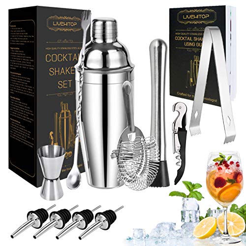 livehitop cocktail set, edelstahl cocktail shaker mit 750 ml, mix set für bar und partei