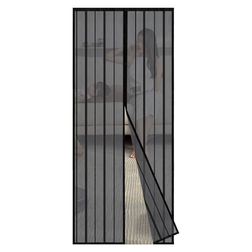 sekey fliegengitter balkontür ohne bohren, insektenschutz vorhang schwarz 85x220cm