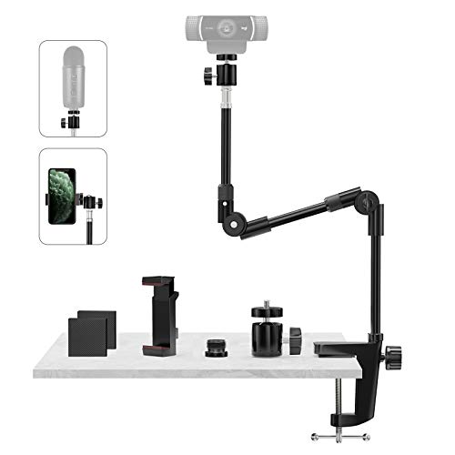 kdd webcam halterung 63,5cm mit handyhalterung und 360 schwanenhals für logitech, gopro