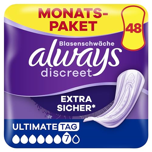 always discreet inkontinenz-einlagen ultimate tag 48 einlagen 4 pakete