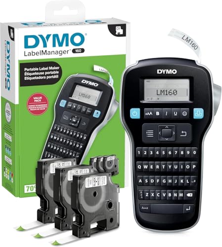 Produktbild: Dymo LabelManager 160 Etikettendrucker mit 3 D1 Etikettenbändern, QWERTY-Tastatur