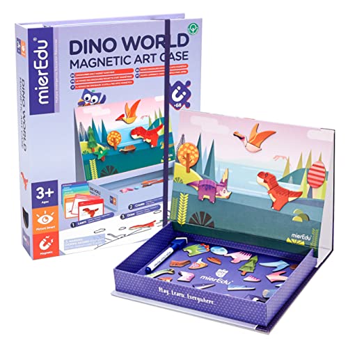 mierEdu magnetspiel box dino welt  lernspiel für kinder ab 3 jahren, kreatives reisespiel
