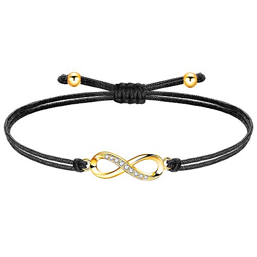 zeni armband unendlichkeitszeichen gold verstellbar stoffarmband schwarz für kinder