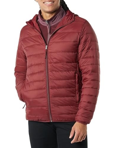 Herren Kapuzenjacke, wasserabweisend, leicht, verstaubar, Dunkelrot, M