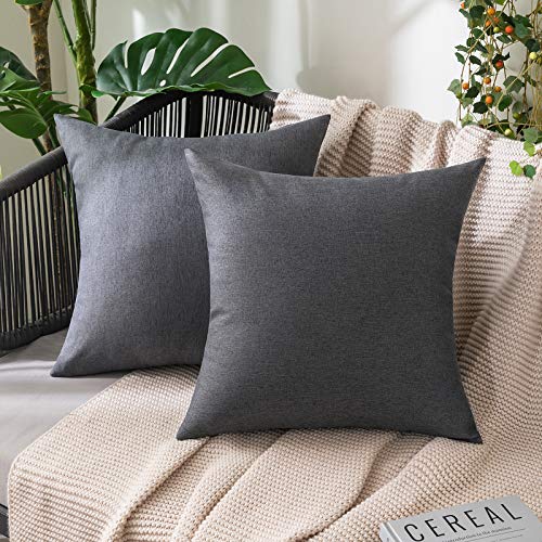 Produktbild: miulee kissenbezug set 40x40 cm dunkelgrau wasserdicht für outdoor und wohnzimmer