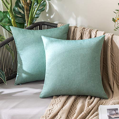 MIULEE 2er Set Wasserdichte Kissenbezüge 40x40 cm für Outdoor Sofa Deko Cyan