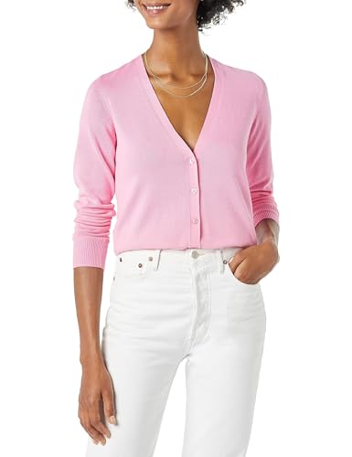 amazon essentials legerer cardigan v-ausschnitt rosa übergröße xl