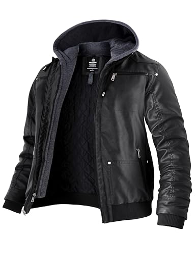 leichte kunstlederjacke herren wantdo schwarz warm und stylisch