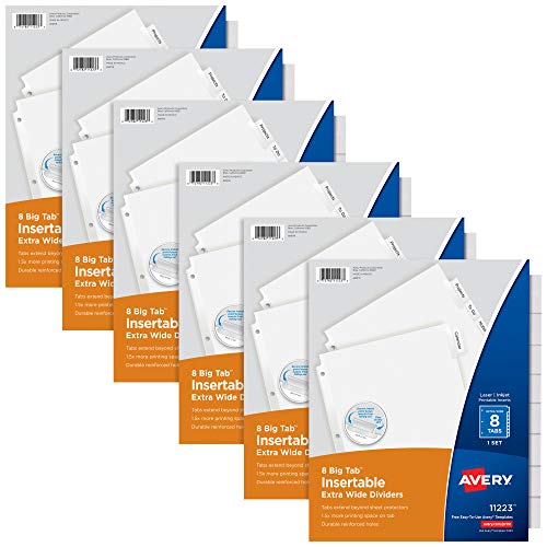 Produktbild: Avery Big Tab 11254 Trennblätter 8 Taben, extrabreit, transparent, 6 Sets
