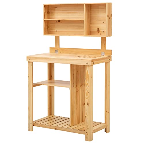 outsunny pflanztisch gartenarbeitstisch aus tannenholz 80 x 43 x 136,5 cm natur