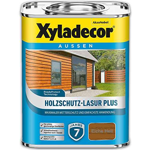 xyladecor holzschutz-lasur plus 4l eiche hell wetterfest farbton 1