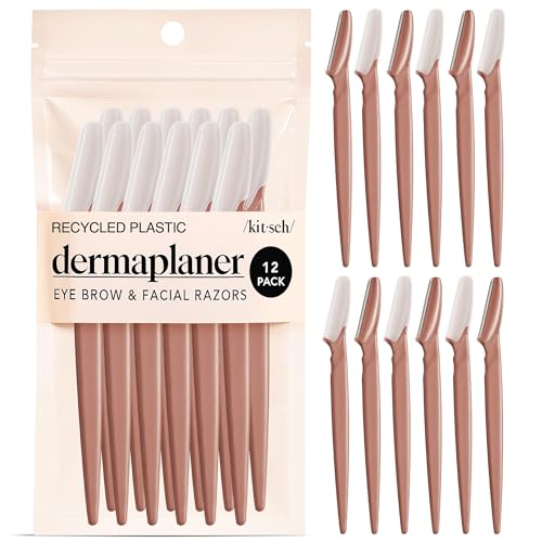 kitsch dermaplaning tool 12er set gesichtsrasierer augenbrauenrasierer terracotta