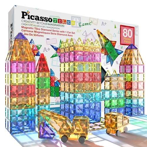 picassotiles 80 magnetische bausteine spielzeug für kinder, bildung, stemi, sensorisch