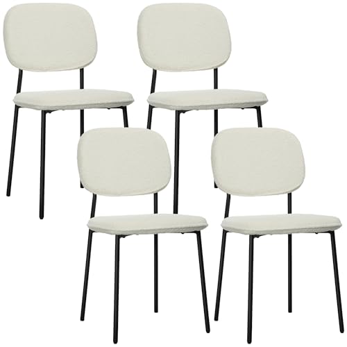 Produktbild: HOMCOM 4er Set Esszimmerstühle, Küchenstühle mit Rückenlehne, Samtoptik, Weiß