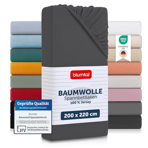 blumtal spannbettlaken 200x220cm jersey 100% baumwolle oeko-tex zertifiziert