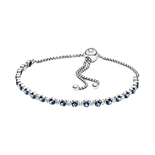 pandora armband aus sterling silber mit kristallen und zirkonia blau 599377C01