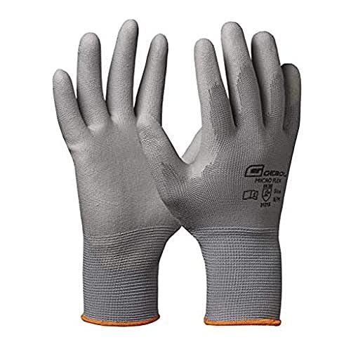 gebold micro flex arbeitshandschuhe grau, schutzhandschuhe herren, größe l, 1 paar