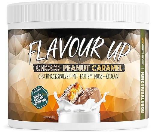 Geschmackspulver CHOCO PEANUT CARAMEL 250g - 11 kcal pro Portion, vielseitig einsetzbar