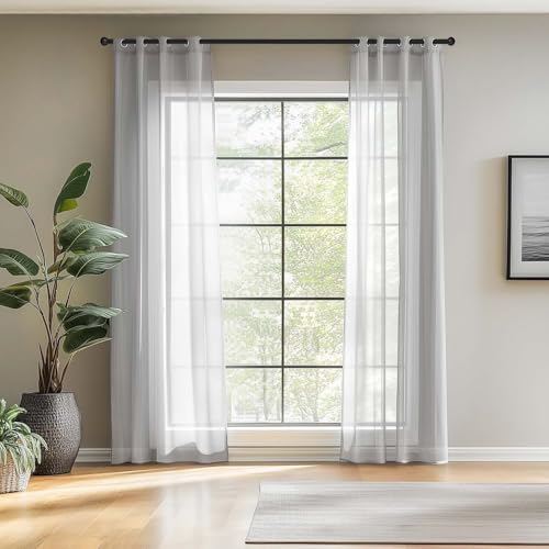 topick gardinen grau transparent mit ösen 2er set für wohnzimmer schlafzimmer 210x140 cm