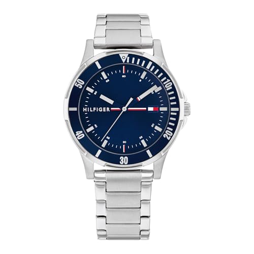 tommy hilfiger jungsuhr blaues zifferblatt edelstahlarmband 34 mm 5 atm wasserdicht - 1720018