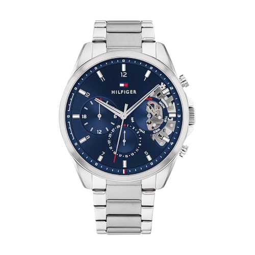 Tommy Hilfiger Herren Quarz Uhr Multi Zifferblatt Edelstahlarmband 1710448