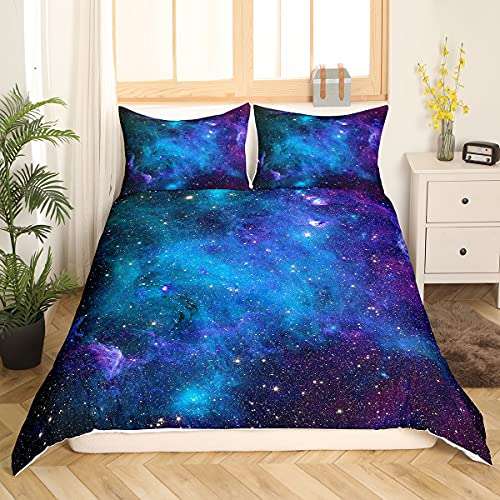 Homewish galaxie serie decken-set blau lila sternenhimmel 155x220 bettwäsche für jugendliche