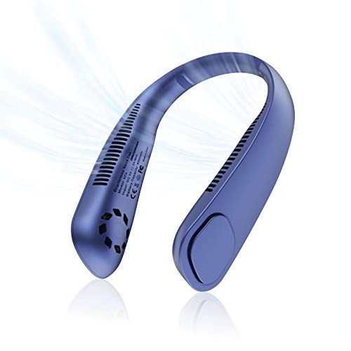 dreiwasser tragbarer halsventilator 9000mAh 18 stunden laufzeit blau