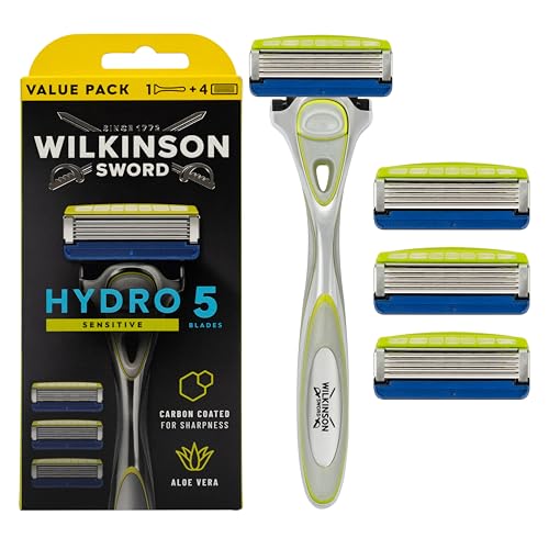 wilkinson sword hydro 5 rasierer für männer, mit gel und trimmer, 4 klingen