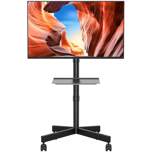 bontec tv stand rollbar für 23-60 zoll lcd plasma led tvs, höhenverstellbar, max 25 kg