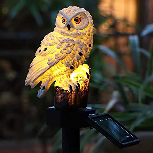 yowin solar owl deko für garten, wetterfeste eulen lampen und figuren, weiß