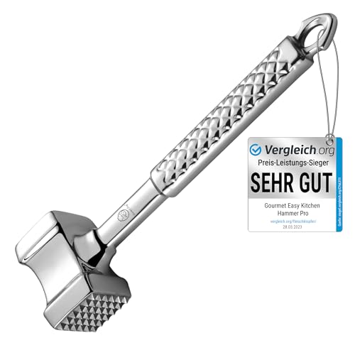 fleischklopfer edelstahl, spülmaschinenfest, doppelseitig, ideal für schnitzel und steaks