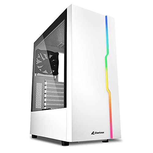 Produktbild: sharkoon rgb slider midi-tower weiß, atx-kompatibel, gehärtetes glas, rgb-beleuchtung