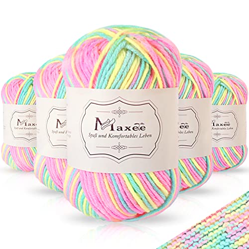 maxee handstrickgarn 250 g grau weiß 5 x 50 g farbverlauf acrylwolle häkeln und basteln