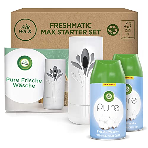 air wick freshmatic max starter set  automatisches raumspray mit 2 nachfüllern, frische wäsche