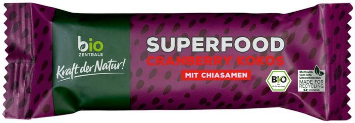 biozentrale superfood riegel cranberry kokos 12er pack 14,84 euro statt 20 euro