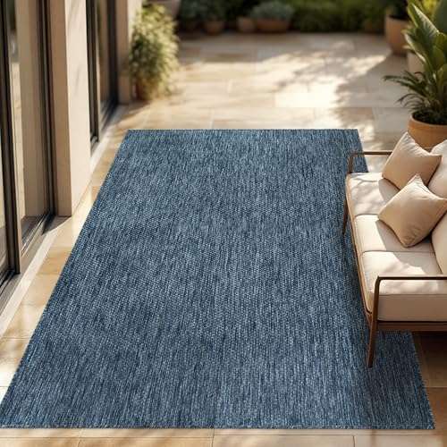 paco home outdoor teppich blau 140x200 cm flachgewebe sisaloptik wetterfest pflegeleicht für terrasse balkon garten