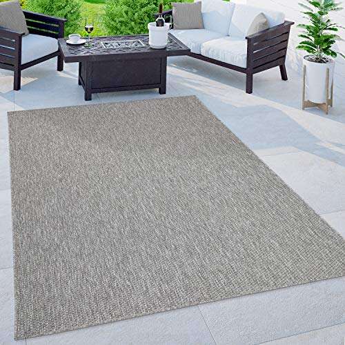 paco home outdoor teppich grau flachgewebe sisaloptik 60x100 cm wetterfest pflegeleicht