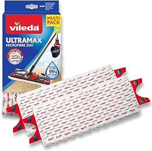 vileda ultramax wischer nachfüllpack mikrofaser 2 stück weiß rot