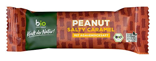 biozentrale peanut riegel salty caramel, 12 stück, palmölfrei, ballaststoffquelle, snack