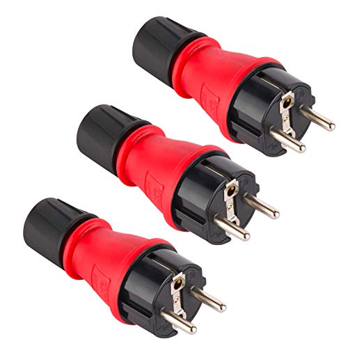 electraline 92389 schutzkontakt stecker ip54 3er pack gummi kunststoff außenbereich