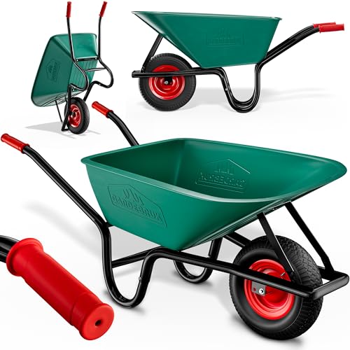 Gardebruk Schubkarre 100 Liter, Gartenschubkarre bis 250kg, luftreifen, stabil