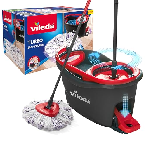 vileda turbo wischmopp set mit mikrofaser und pedal-eimer gegen schmutz