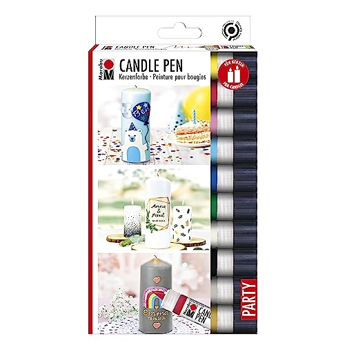 marabu candle pen set 10 stück 25 ml cremige wachsfarbe wasserbasiert wetterfest