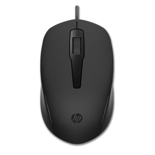 hp 150 maus schwarz, kabelgebunden, bis 1600 dpi, für rechts- und linkshänder