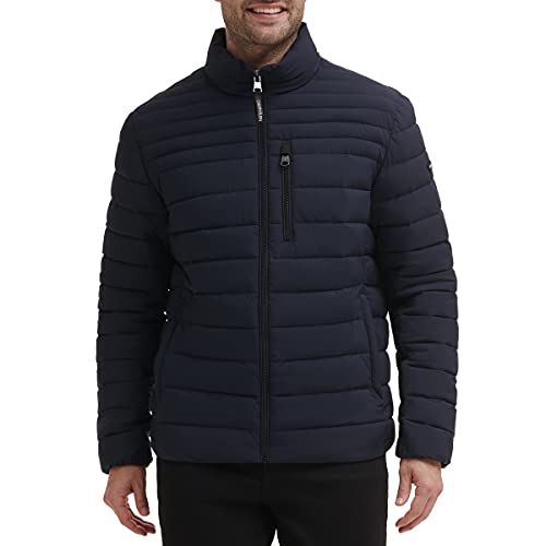 Calvin Klein Herren Daunenmantel, marineblau, durchgehender Reißverschluss, Größe L