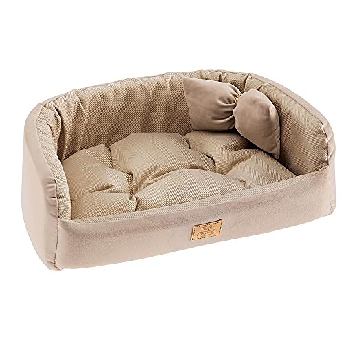 Hundebett katzenbett ferplast harris 50 gepolstert waschbar beiges kissen tweed samt