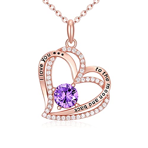 Produktbild: Herzkette Damen 925 Silber Rosegold mit Geburtsstein Anhänger Schmuck